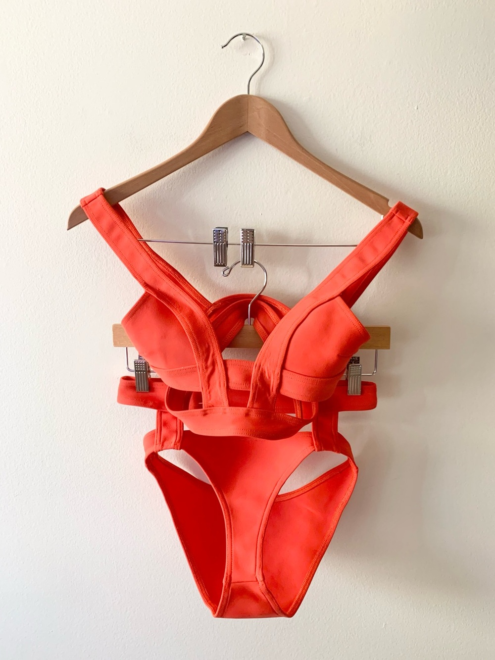NEW ASOS Swim Neoprene Cut Out Caged Bikini Top and Bottoms Set